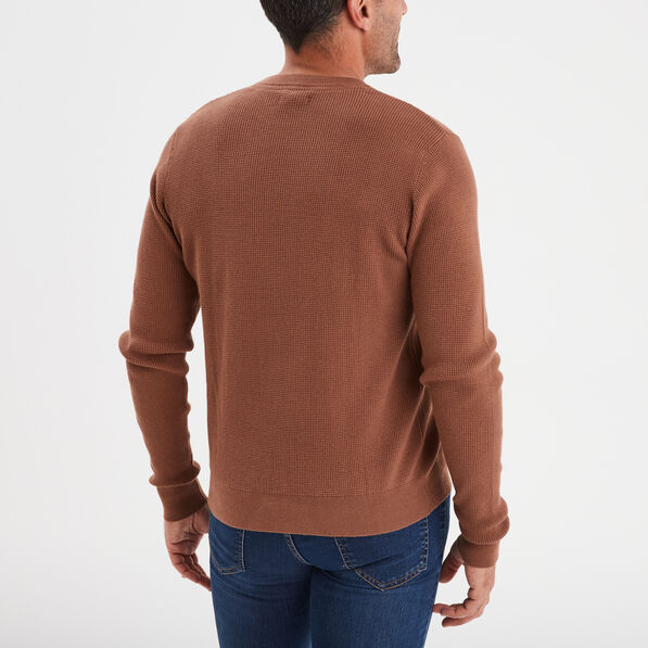 pull avec col rond a relief marron homme Pull avec col rond à relief marron homme