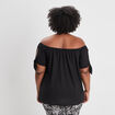 T-shirt col bardot manches courtes noir femme grande taille
