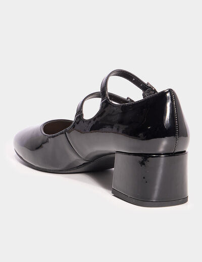 Babies vernies à talons carrés noir femme