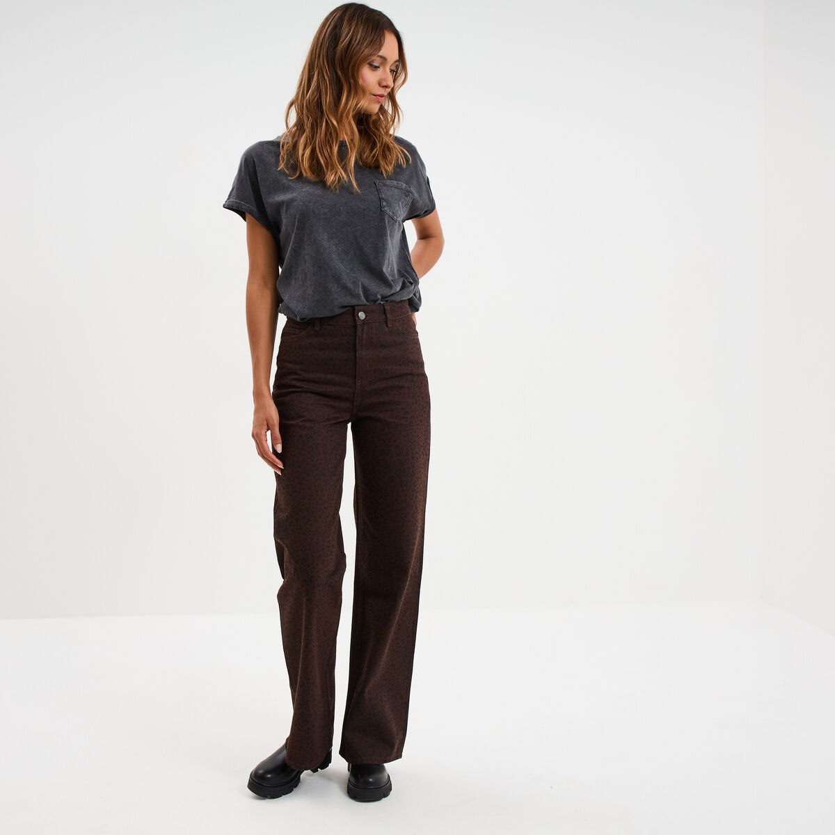 T-shirt 1 poche manches courtes coton noir femme
