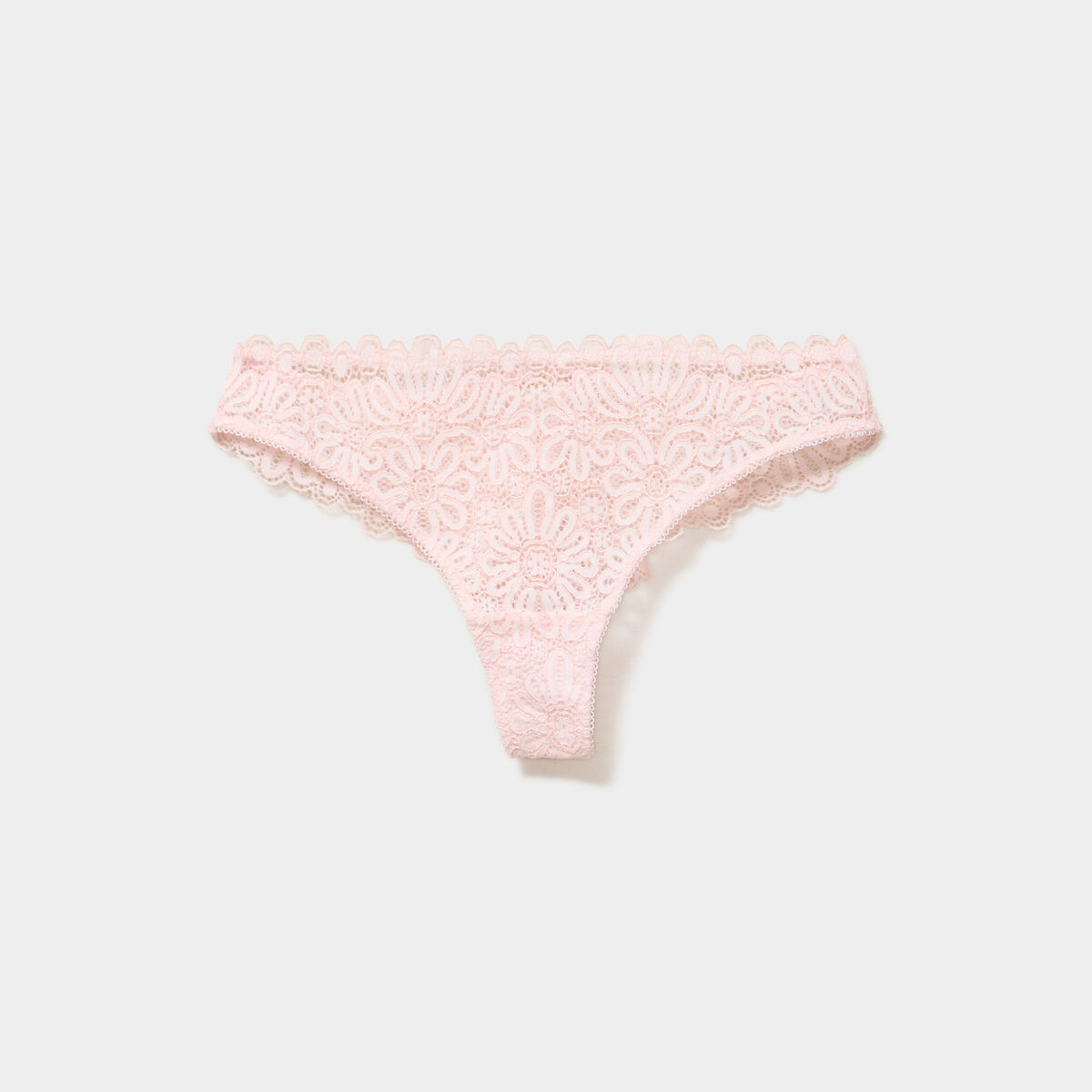Tanga en dentelle rose clair femme