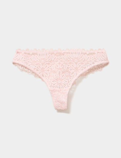 Tanga en dentelle rose clair femme
