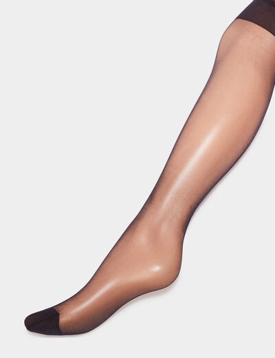Lot 2 mi-bas transparents 15D noir femme