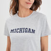 T-shirt pyjama manches courtes coton gris clair femme