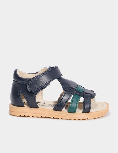 Sandales en cuir bleu marine bébé garçon