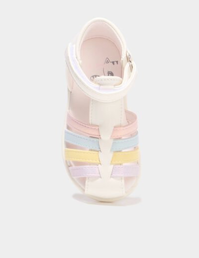 Sandales &agrave; scratchs semelle souple multicolore b&eacute;b&eacute; fille