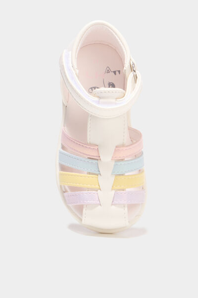 Sandales &agrave; scratchs semelle souple multicolore b&eacute;b&eacute; fille