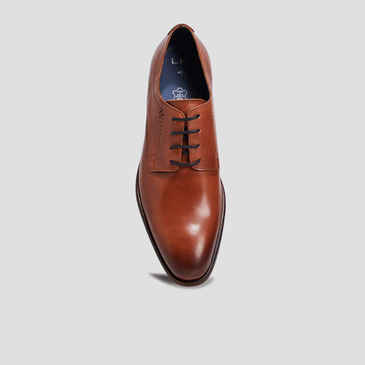 Derbies &agrave; lacets en cuir lisse marron homme