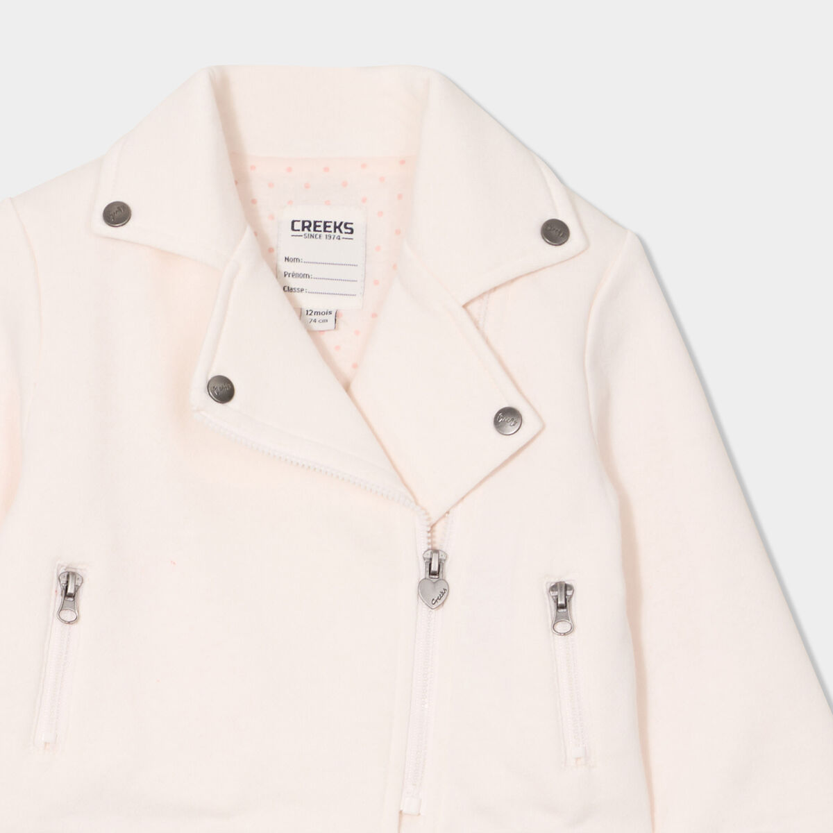 Veste esprit biker droite creme b&eacute;b&eacute; fille