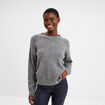 Pull col rond paillettes fils m&eacute;tallis&eacute;s gris femme