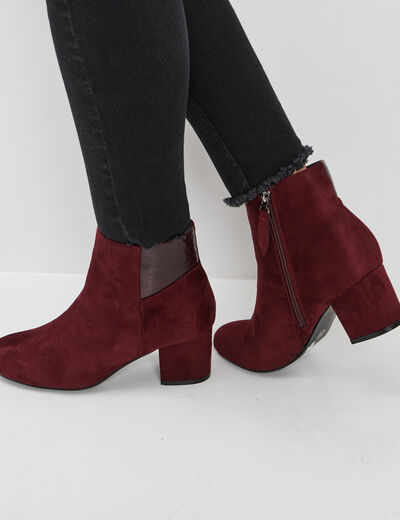 Bottines à talons bordeaux femme