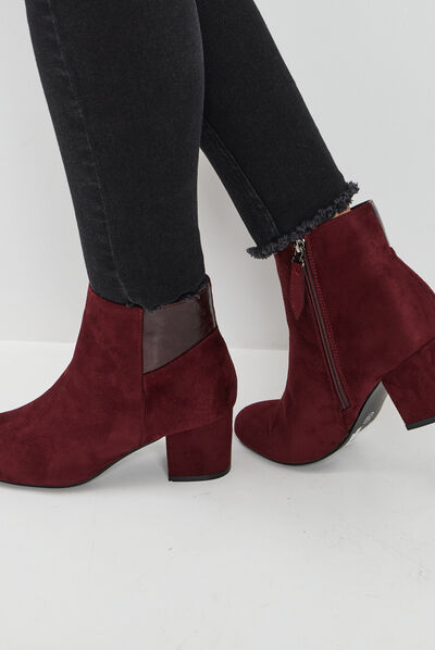 Bottines à talons bordeaux femme