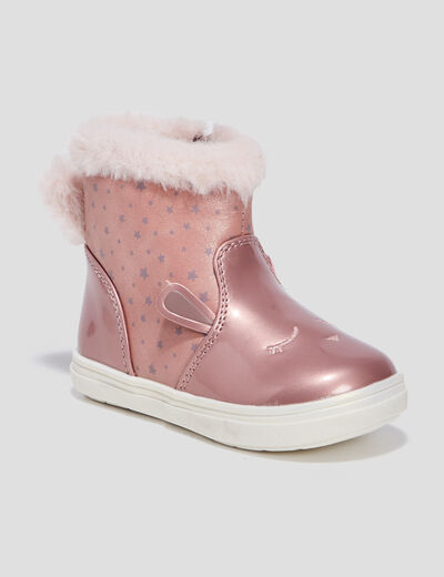 Bottines irisées zippées rose bébé fille