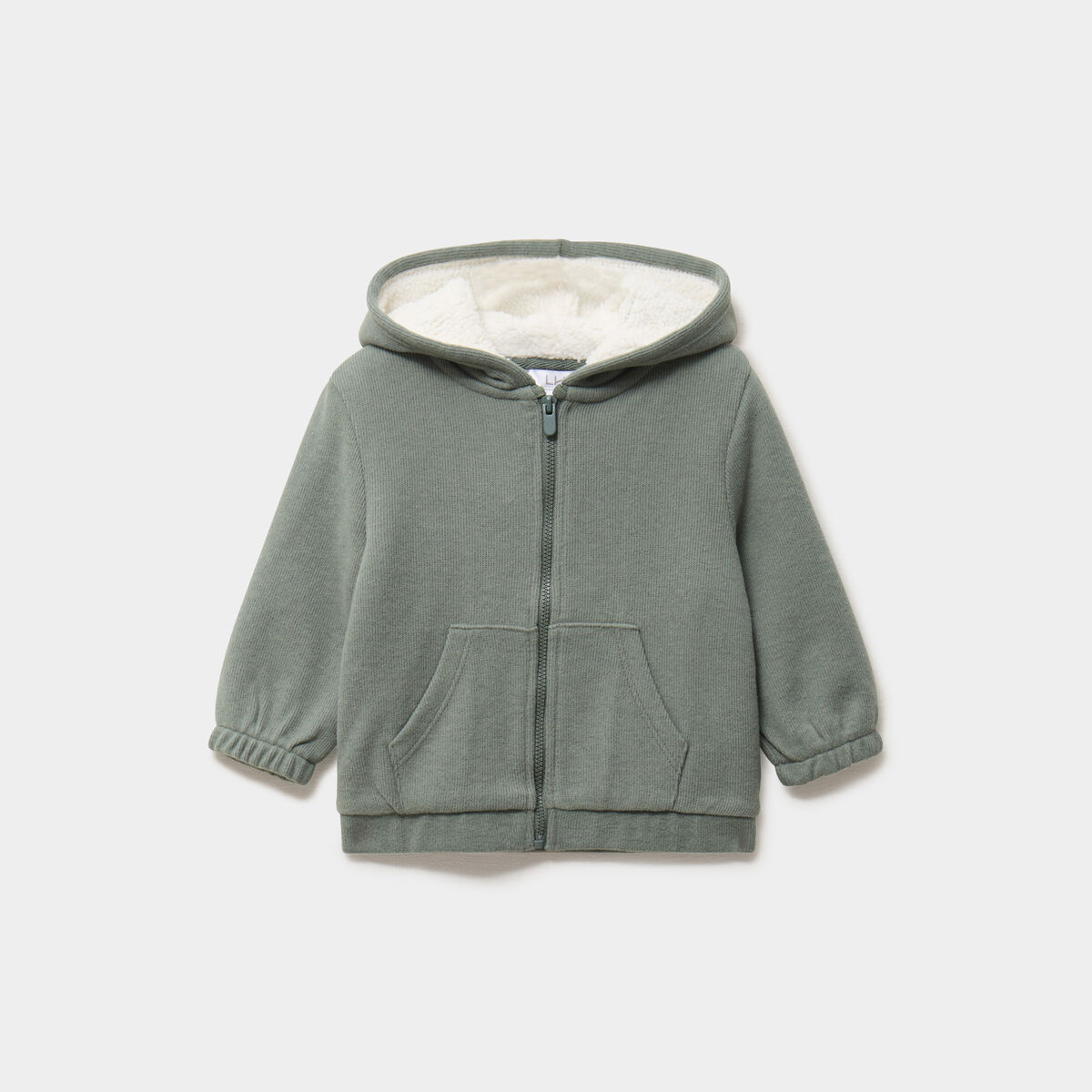 Gilet c&ocirc;tel&eacute; doubl&eacute; &agrave; capuche vert kaki b&eacute;b&eacute; gar&ccedil;on