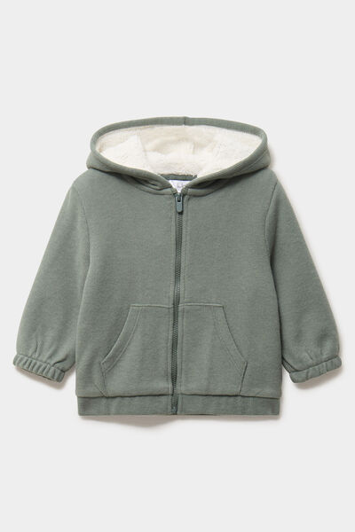 Gilet c&ocirc;tel&eacute; doubl&eacute; &agrave; capuche vert kaki b&eacute;b&eacute; gar&ccedil;on