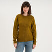 Pull col rond manches longues vert olive femme