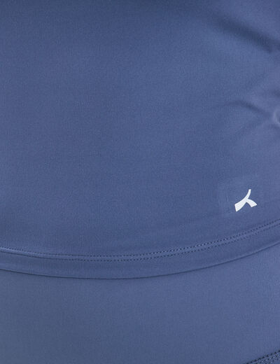 T-shirt de sport court ajust&eacute; bleu fonc&eacute; femme