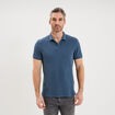 Polo textur&eacute; manches courtes coton bleu gris homme