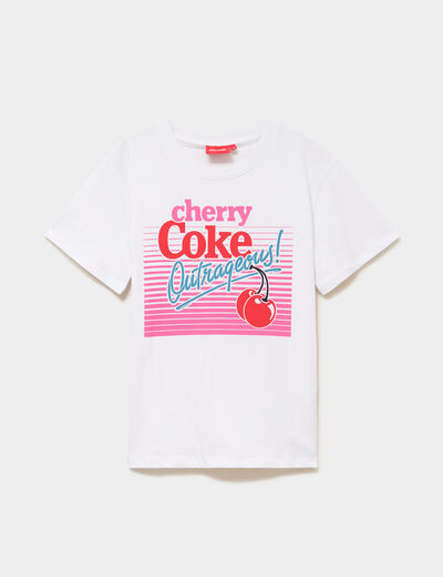 T-shirt manches courtes coton Coca Cola blanc femme