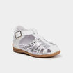 Sandales en cuir blanc b&eacute;b&eacute; fille