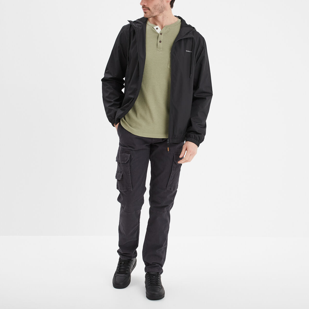 Pantalon cargo ceintur&eacute; Trappeur gris fonc&eacute; homme