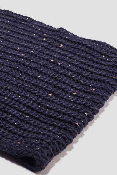 Tour de cou tricoté bleu marine femme
