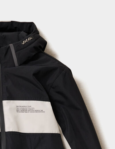 Parka mi-longue zipp&eacute;e &agrave; capuche gris clair gar&ccedil;on