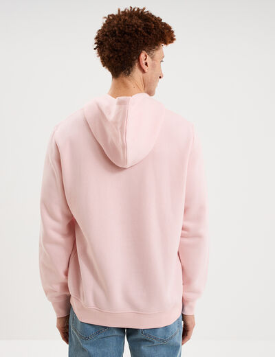 Sweat hoodie 1 poche molleton rose pastel homme