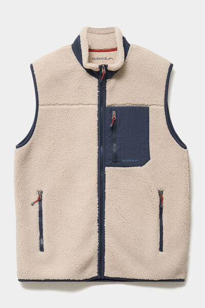 Gilet effet polaire sans manches beige homme