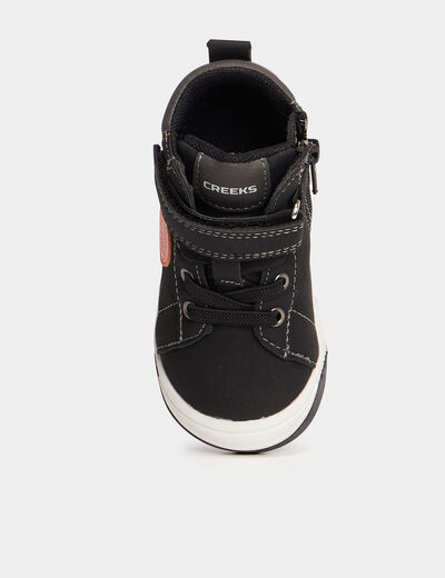 Baskets montantes zippées à scratchs noir bébé garçon