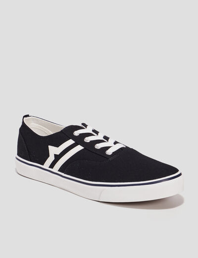 Tennis en toile &agrave; lacets noir homme