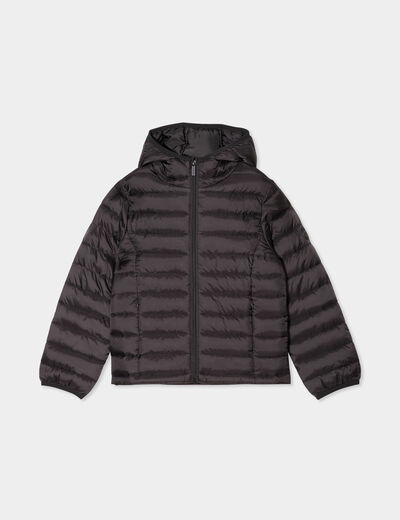 Doudoune l&eacute;g&egrave;re &agrave; capuche imperm&eacute;able noir fille