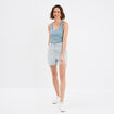 D&eacute;bardeur col rond c&ocirc;tel&eacute; coton gris femme