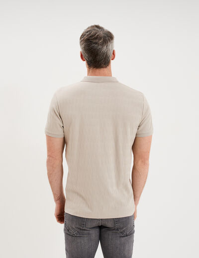 Polo textur&eacute; manches courtes gris clair homme