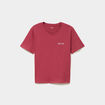 T-shirt col rond manches courtes coton rouge fonc&eacute; femme