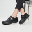 Chaussures confort compens&eacute;es &agrave; scratch noir femme