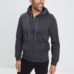 Sweat zippé molleton à capuche gris foncé homme