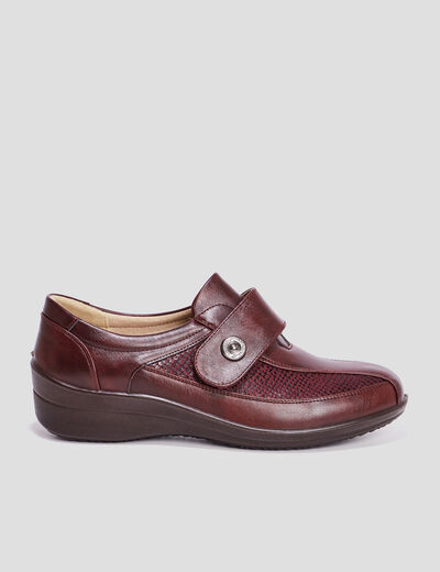 Loafers compensés en cuir bordeaux femme