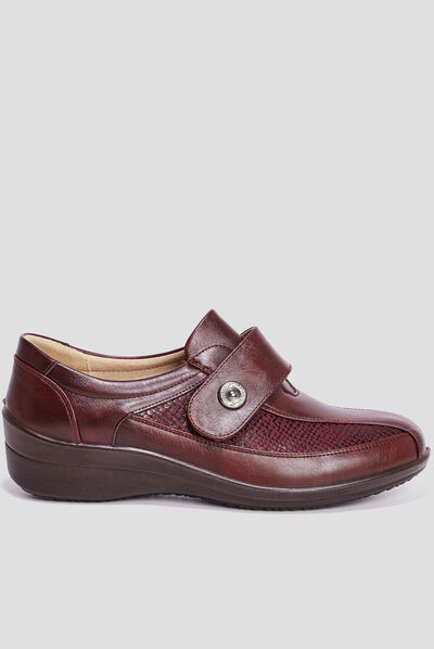 Loafers compensés en cuir bordeaux femme