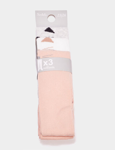 Lot 3 collants opaques coton multicolore bébé fille