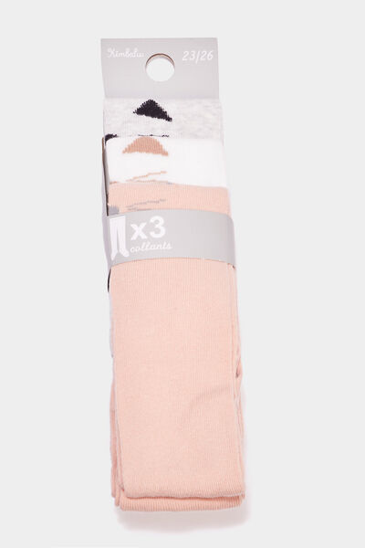 Lot 3 collants opaques coton multicolore b&eacute;b&eacute; fille