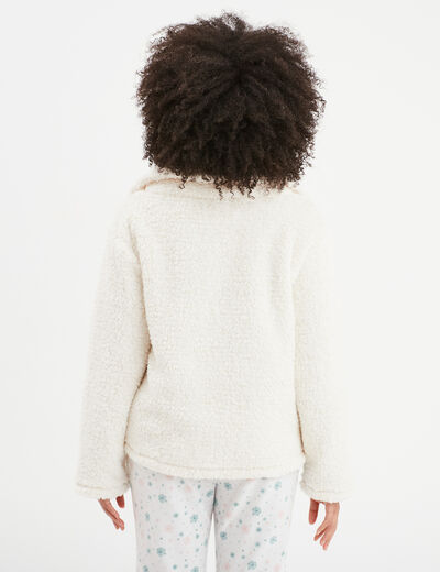 Veste de pyjama fausse fourrure blanc femme
