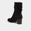 Bottines pliss&eacute;es aspect daim &agrave; talons noir femme