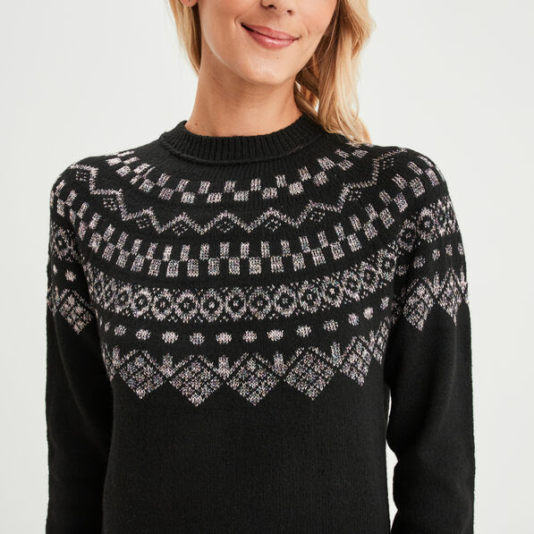Pull jacquard fils métallisés Liberto noir femme