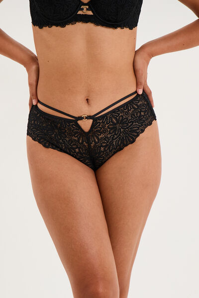 Shorty en dentelle noir femme