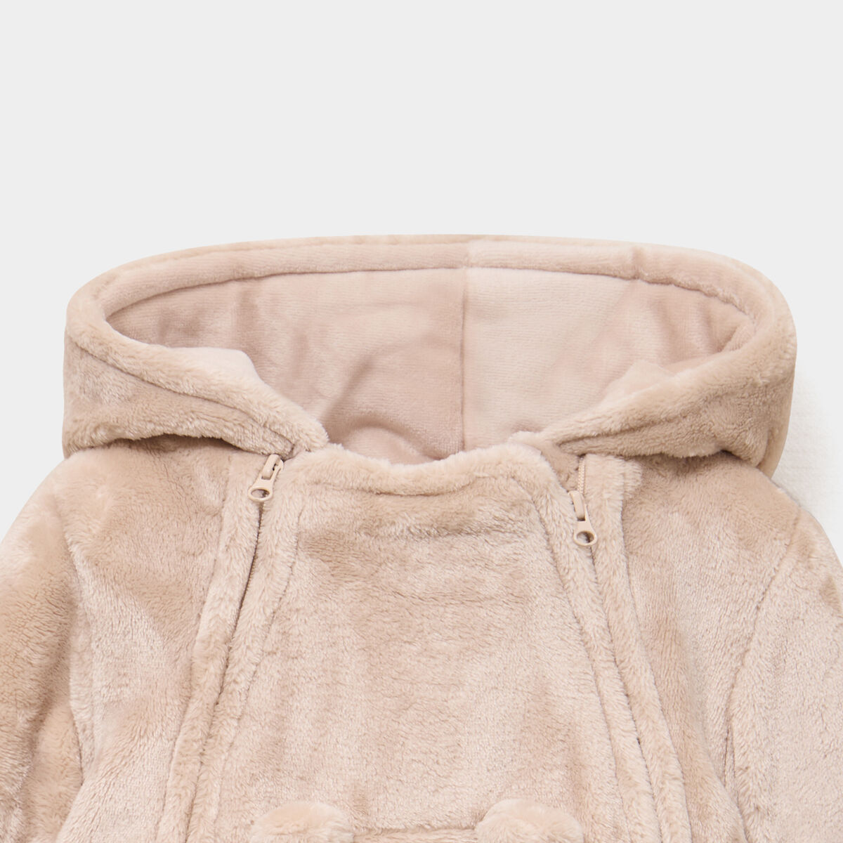 Combinaison pilote effet velours capuche beige b&eacute;b&eacute;