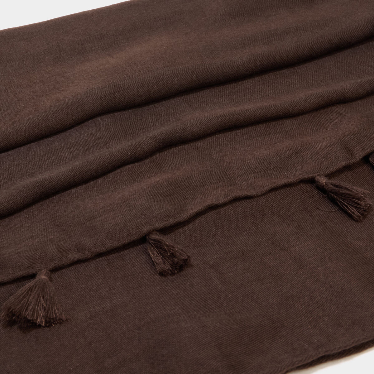 Foulard &agrave; pompons marron fonc&eacute; femme