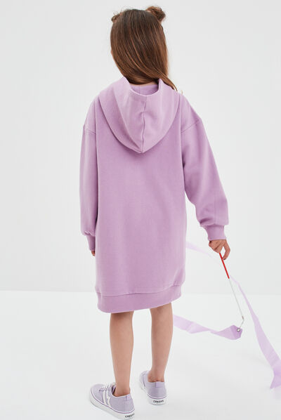 Robe sweat à capuche Minnie parme fille