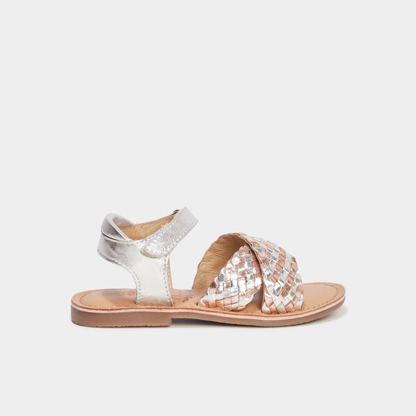 Sandales en cuir Canibraid gris argent fille