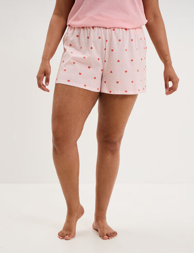 Bas de pyjama short coton ecru femme grande taille